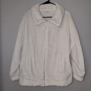 Old Navy Women's Cream Oversized Teddy Jacket